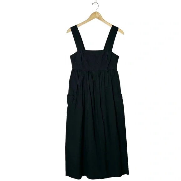 MADEWELL Cutout-Back Empire Cotton Midi Dress in Black SOLD - Picture 4 of 10